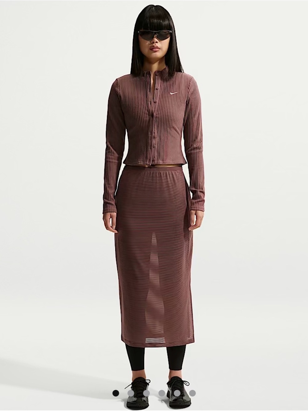 Nike Women’s Mauve Ribbed Midi Skirt